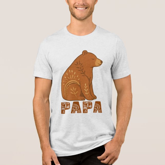 Papa Bear Classic Boho T-Shirt Tri-Blend Shirt (Vorderseite)