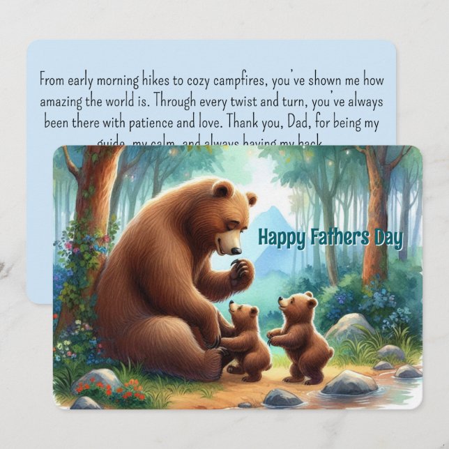 Papa Bear & Cubs Bonne carte de fête des pères (Devant / Derrière)