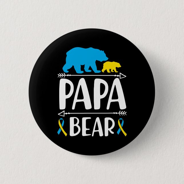 Papa Bear Down Syndrome Awareness Proud Vater Button (Vorderseite)