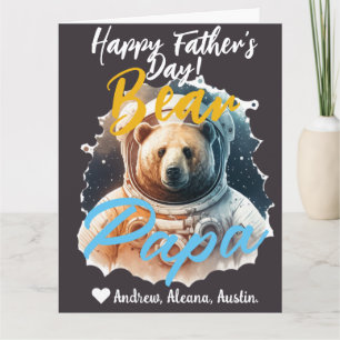 Papa Bear Einfache Schick-Namen Astronautenkarte Karte