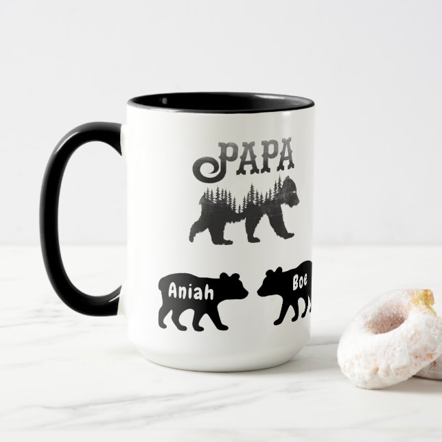 Papa Bear et Cubs Coffee Mug (Avec donut)