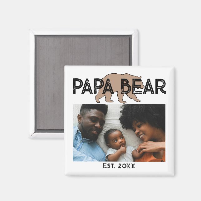 Papa Bear Father Year Established Photo Magnet (Vorderseite/Rückseite)