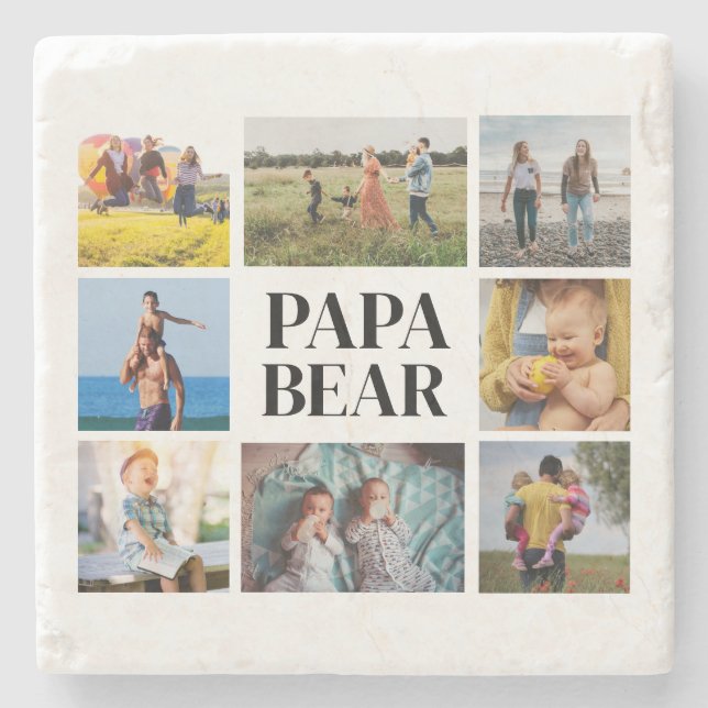 Papa Bear Foto Vatertag Steinuntersetzer (Vorderseite)