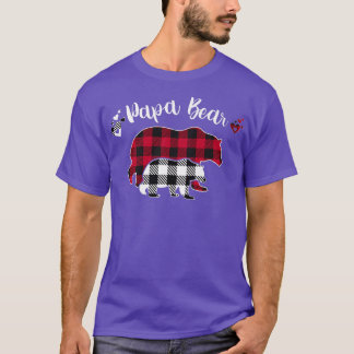 Papa Bear Little Bear Pajama Gray Red Buffalo Plai T-Shirt