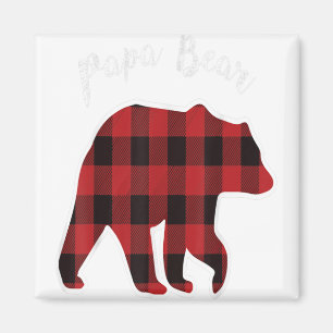 PAPA BEAR Men Red Kariert Christmas Pajama Family Magnet