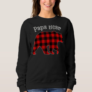 Papa Bear Men Red Kariert Christmas Pajama Family Sweatshirt