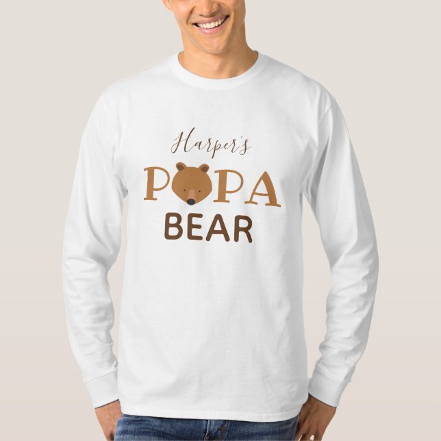 Papa Bear Nom de l'enfant Papa T-shirt (Devant)