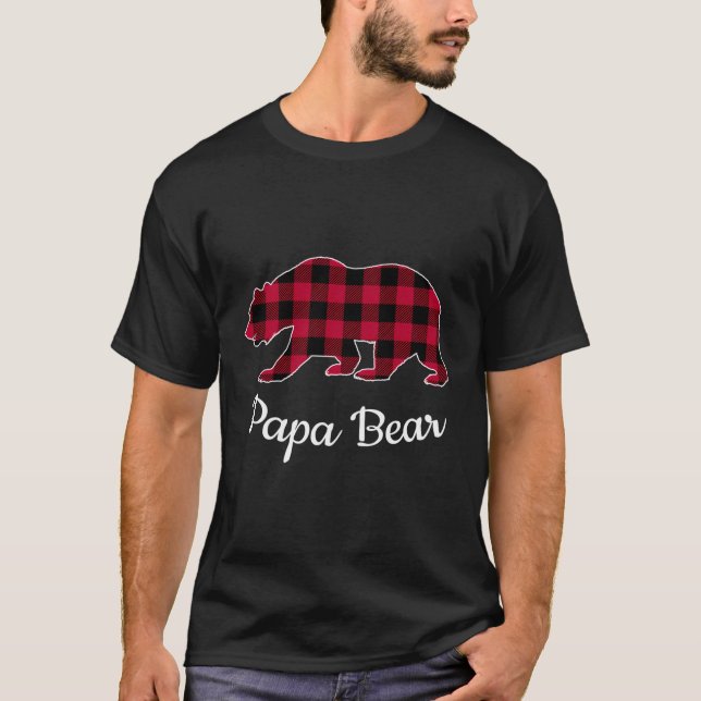 Papa Bear Pajama Red Buffalo Kariert T-Shirt (Vorderseite)