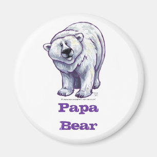Papa Bear Polar Bear Round Magnet