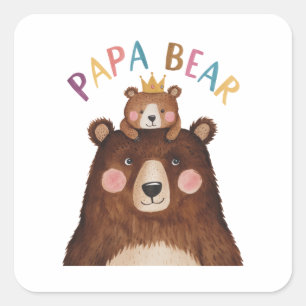 Papa Bear Quadratischer Aufkleber