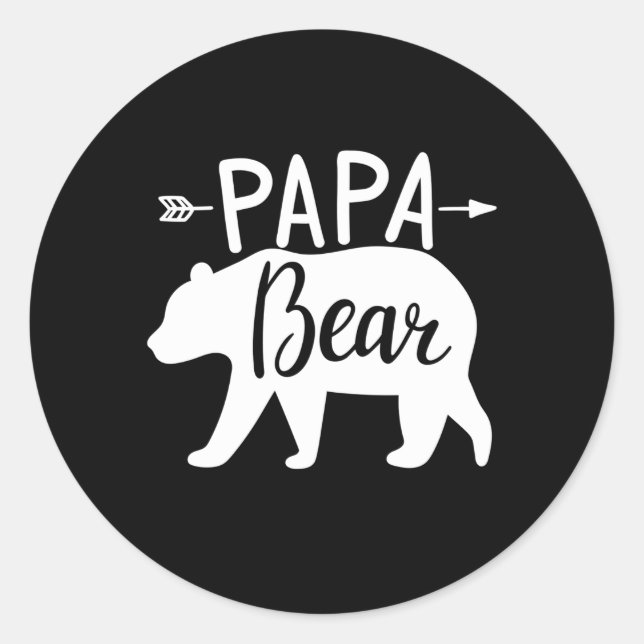 Papa Bear Runder Aufkleber (Vorderseite)