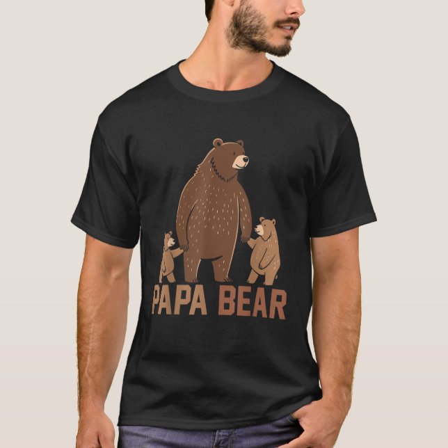 Papa Bear Vater Zwei Cubs Papa Bär 2 Kinder Vater T-Shirt (Vorderseite)