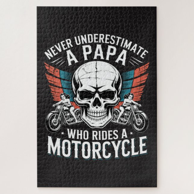 Papa Biker, der ein Motorrad fährt (Vertikal)