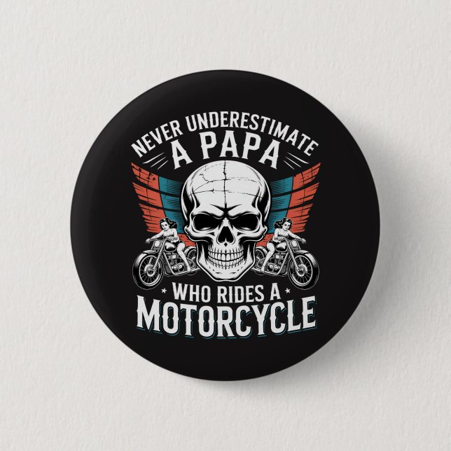 Papa Biker, der ein Motorrad fährt Button (Vorderseite)
