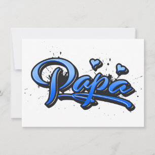 Papa blue Heart Graffiti Karte