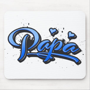 Papa blue Heart Graffiti Mousepad