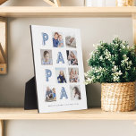 PAPA Blue Letters Grandpa Foto Collage Keepake Fotoplatte<br><div class="desc">Schicke deinem Großvater (Papa) ein personalisiertes Geschenk, das er für immer schätzen wird. Spezielle personalisierte Enkelkinder Foto Collage Plakette, um Ihre eigenen speziellen Fotos und Erinnerungen zu zeigen. Unser Design zeichnet sich durch ein einfaches 8-Foto-Collage Grid-Design aus, bei dem "PAPA"-Buchstaben im Gitterdesign dargestellt werden. Jedes Foto ist gerahmt mit einem...</div>