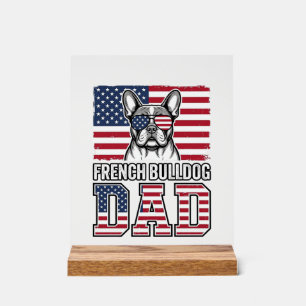 Papa Bouledogue Français Patriotique Vintage