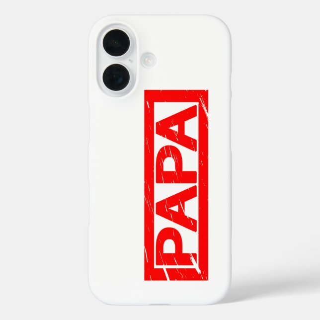 Papa-Briefmarke iPhone 16 Hülle (Rückseite)