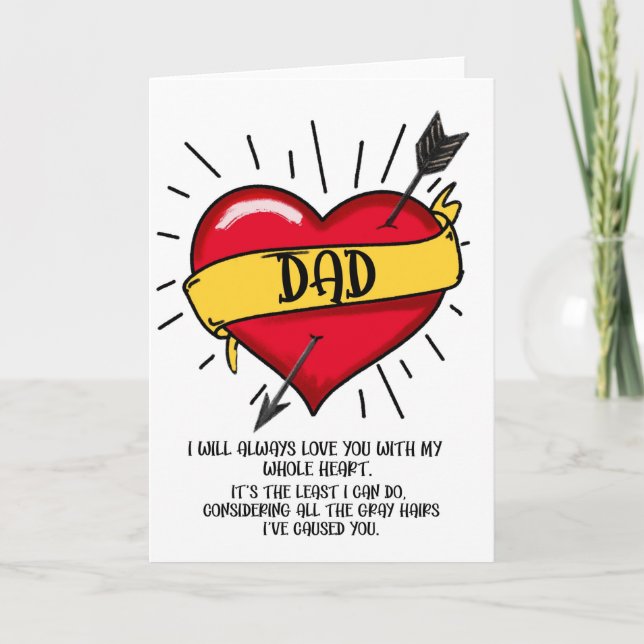 papa carte d'anniversaire tatouage cheveux gris (Devant)
