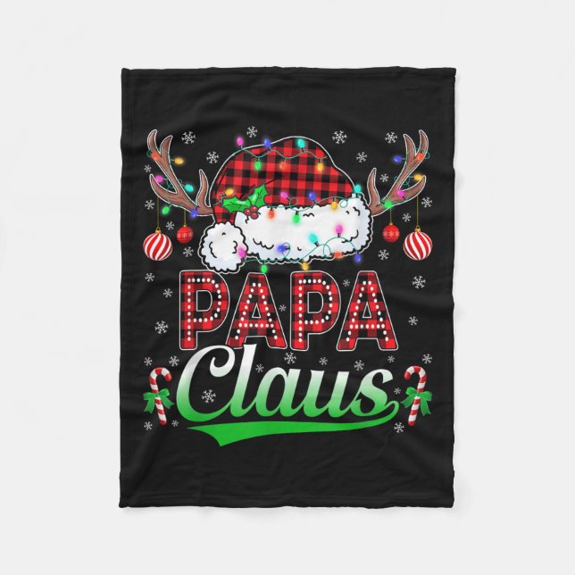 Papa Claus Christmas Lights Matching Family Xmas P Fleecedecke (Vorderseite)