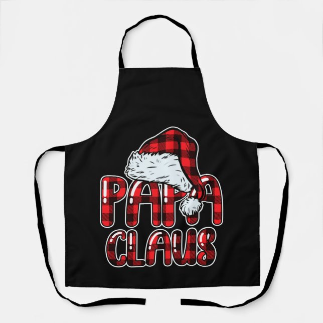 Papa Claus Santa Hat Red Buffalo Plaid Christmas Schürze (Vorderseite)