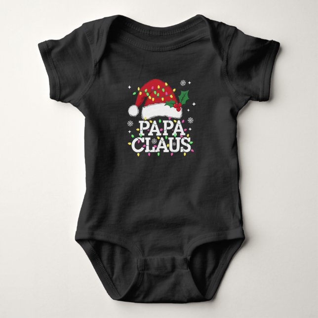 Papa Claus Weihnachts-Lichter Pajama Familie Match Baby Strampler (Vorderseite)