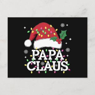 Papa Claus Weihnachtslicht-Pyjama-Familien-Matchin Postkarte