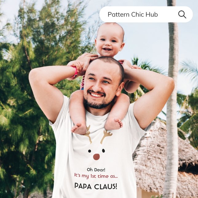Papa Claus White Modern Family Christmas T-Shirt (Von Creator hochgeladen)