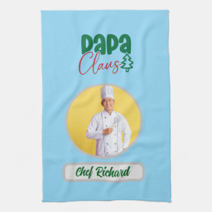 Papa Clause Koch Personalisiertes Foto und Namensg Geschirrtuch