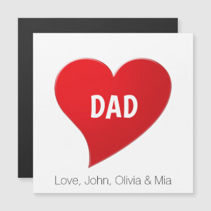 Papa coeur rouge carte magnétique personnalisée