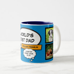 Papa, Daddy, Vater 4 Foto-Spaß-Comicbuch Blau Zweifarbige Tasse