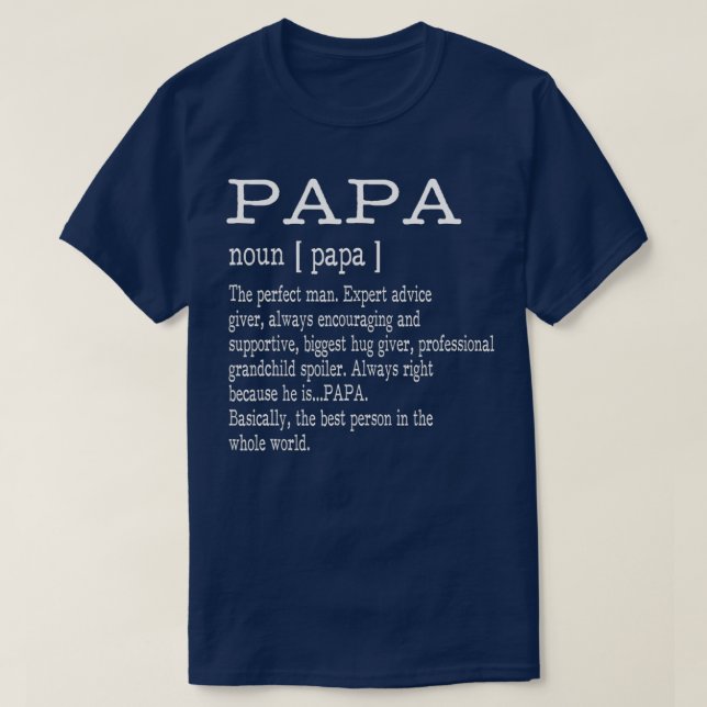 Papa Definition Großvater Vatertag gibt Männern T-Shirt (Design vorne)