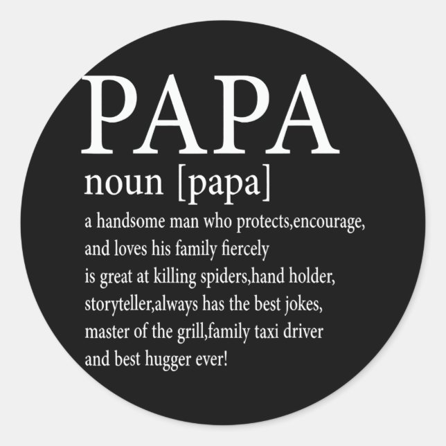 Papa Definition Opa Funny Vathday  Runder Aufkleber (Vorderseite)