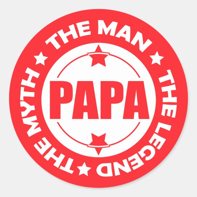 Papa. Der Mann. Der Mythos Die Legende. Runder Aufkleber (Vorderseite)