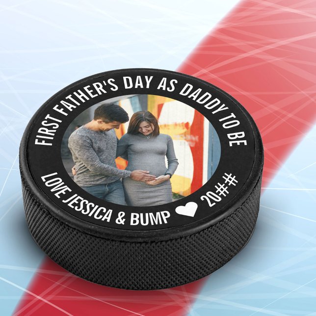 Papa des ersten Vaters wird Personalisiertes Foto Eishockey Puck (Von Creator hochgeladen)