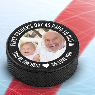 Papa des ersten Vaters zum Sonogram Foto Hock Eishockey Puck