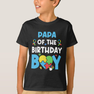 Papa des Geburtstagsjungen Autism Awareness Puzzle T-Shirt
