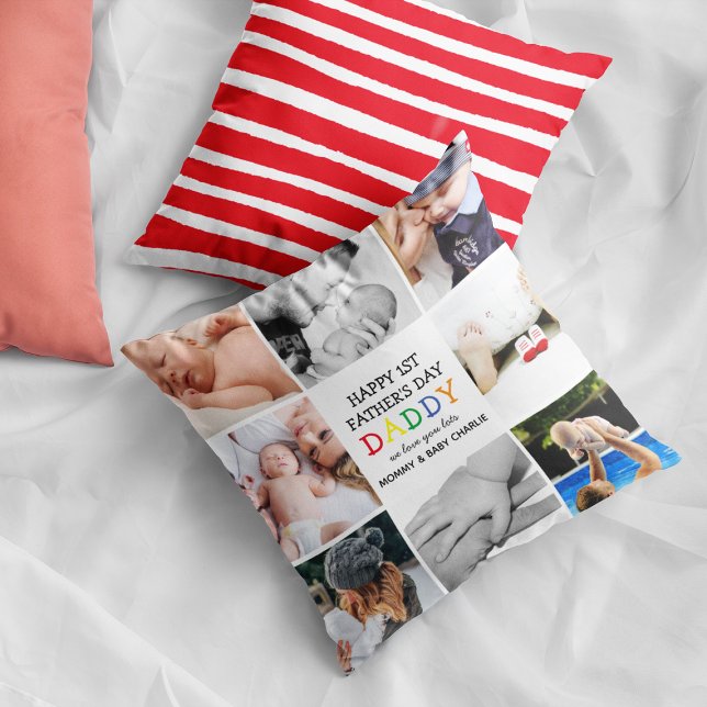 Papa des niedlichen Ersten Vaters | Foto Collage T Kissen (Von Creator hochgeladen)