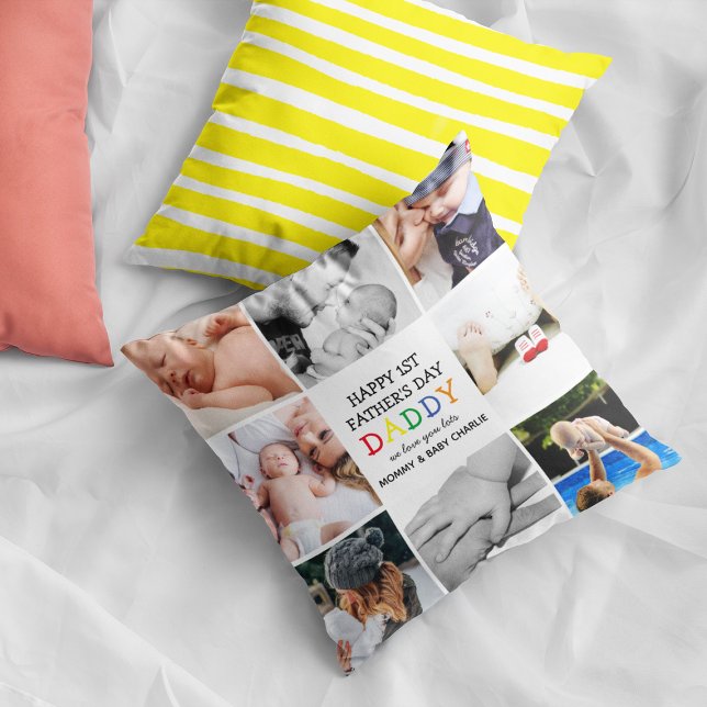 Papa des niedlichen Ersten Vaters | FotoCollage Kissen (Von Creator hochgeladen)