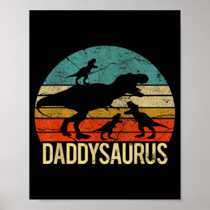 Papa Dinosaur Daddysaurus 3 Drei Kinder Weihnachte Poster