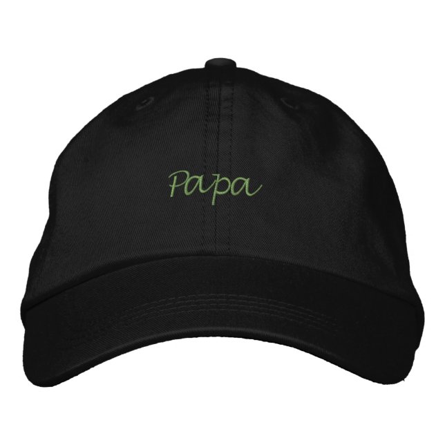 Papa-Druckname Schwarz-Vater-Oberteil Bestickte Baseballkappe (Vorderseite)