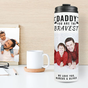 Papa, du bist das Tapferste Vatertagsfoto Thermosbecher