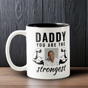 Papa, du bist der stärkste lustige Vater Foto Zweifarbige Tasse