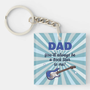 Papa E-Gitarre Rockstar Cool Blau Schlüsselanhänger