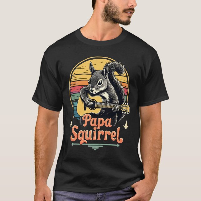 Papa Eichhörnchen Gitarre spielen - Retro Music De T-Shirt (Vorderseite)