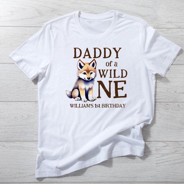 Papa einer wilden Wolfsheidsfamilie T-Shirt (Daddy of a wild one wolf themed birthday party t-shirt family photoshoot matching shirt photo props)