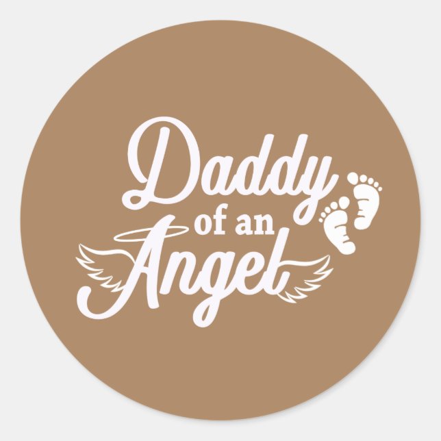 Papa eines Angel-Aufklebers Runder Aufkleber (Vorderseite)