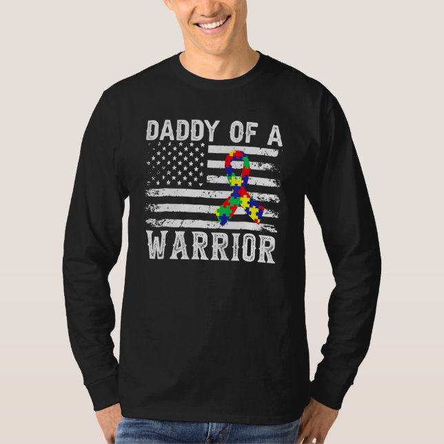 Papa eines Krieger-Autismus-Bewusstsein für Mama V T-Shirt (Vorderseite)