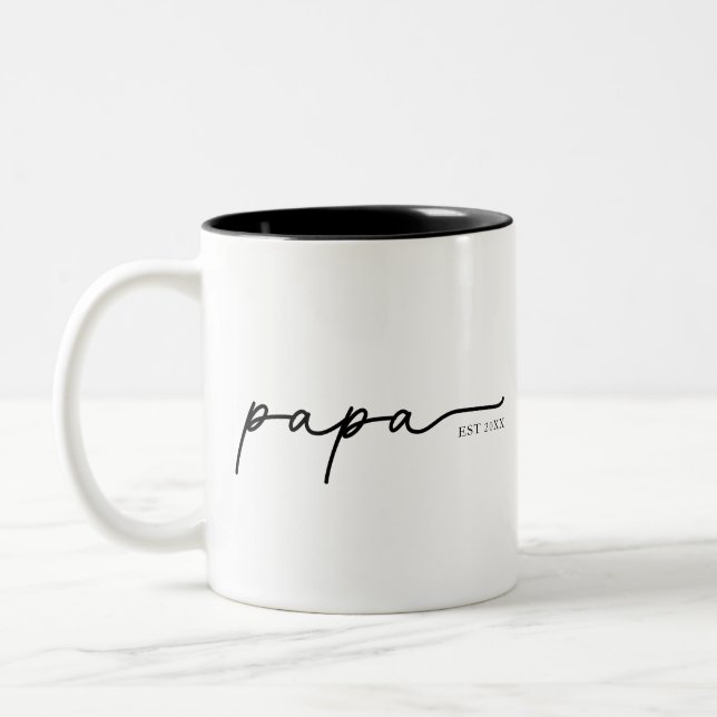 Papa Est 20XX Personalized Father's Day Gift Mug Zweifarbige Tasse (Links)